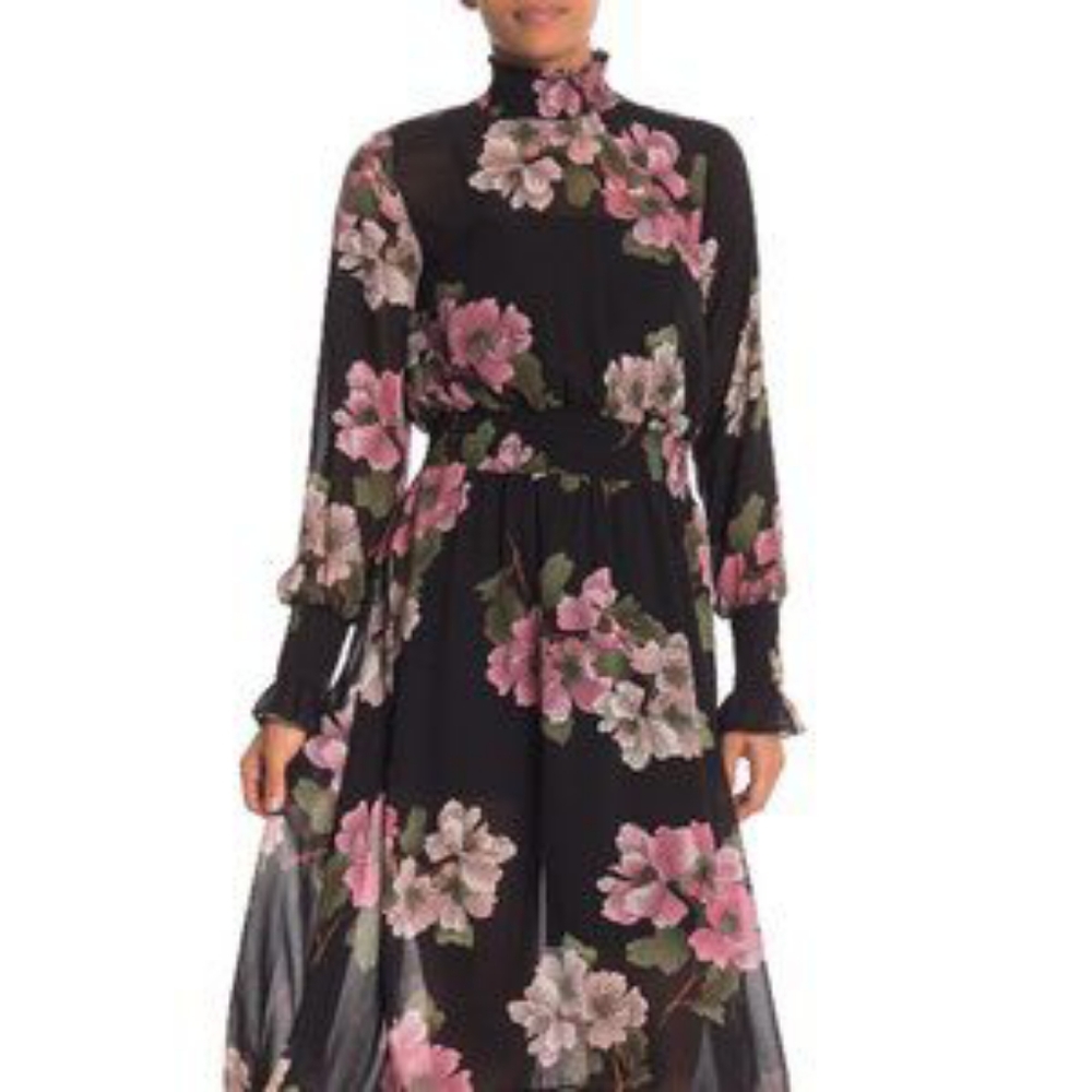 Nanette Lepore High Neck Victorian Floral Dress